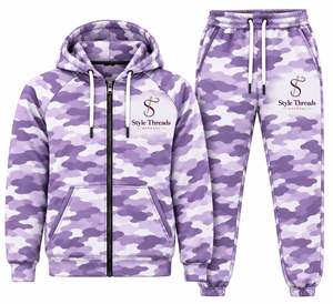 Style Threads <b>Camouflage</b> <b>Tracksuit</b> Set Full Sleeve Zipper Hooded Casual Wear for Adults with Custom Logo - Product Image 3