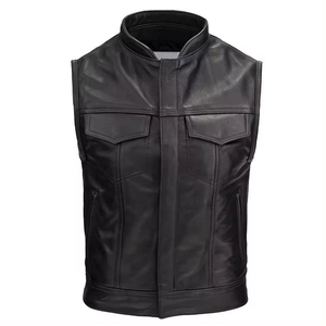Custom <b>Men's</b> Polyester Vest Button Front Sleeveless Biker <b>Waistcoat</b> Fashion Streetwear Reversible Waterproof OEM ODM Wholesale - Product Image 1