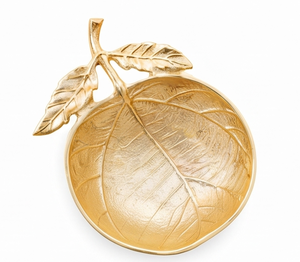 Cuenco redondo poco profundo con diseño de hoja dorada premium, hecho a mano, de metal, decorativo para el hogar, elegante adorno para mesa. - Product Image 1