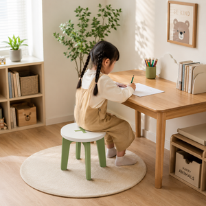 Taburete de madera contrachapada de pino americano, muebles informales para sala de estar, taburete pequeño para niños, borde liso para mayor seguridad - Product Image 4