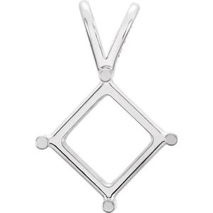 Genuine 925 Sterling Silver <b>Square</b> 4 Prong Basket Pendant Mounting in Semi Mount Gemstone Pendant Setting Wholesale Jewelry - Product Image 1