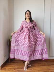 Robe Kaftan en Coton Imprimé pour Femme, Motif Floral Tie-Dye, Style Bohème, Tenue de Plage et de Vacances, Longue Robe d'Été, Fournisseur en Gros - Product Image 4