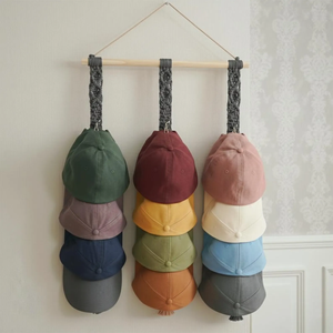 JNC Macrame Vintage Rectangle <b>Wall</b> <b>Mounted</b> Hook-Type Hat <b>Rack</b> Three Layer Cap Organizer Multifunction Storage Holder Baseball - Product Image 1