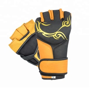 Gants de boxe MMA professionnels de haute qualité à demi-doigts en cuir PU avec fermeture auto-agrippante unisexe, service OEM personnalisé, confortables - Product Image 1