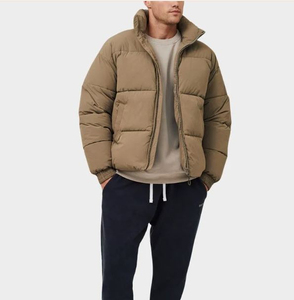 Puffer <b>Jacket</b> 100% Nylon Stand Collar Patchwork Design Hooded <b>Waterproof</b> <b>Winter</b> Unisex - Product Image 6