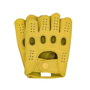 Custom Logo Brown Faux Leather Driving <b>Gloves</b> <b>Fingerless</b> Unisex All Seasons for Travel Daily Use Custom Color - Product Image 3