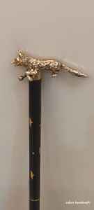 Canne de marche en bois et métal avec poignée en forme de loup, style victorien antique en laiton, légère, faite à la main, objet de collection, cadeau unisexe, pour usage extérieur - Product Image 4