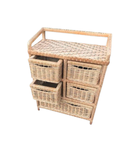 Handwoven Natural Rattan <b>Storage</b> Cabinet with 5 Removable Wicker <b>Drawers</b> and Top Shelf <b>for</b> Home Organization from Vietnam - Product Image 4