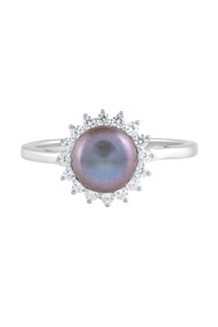 Pearl and Cz Ring in 92.5 Sterling Silver KLSR-11885 - Product Image 5