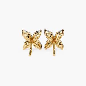 Pendientes de Diamante Cultivado en Laboratorio con Corte Marquesa de 0.88ct, Diseño Floral en Oro de 14K, Pendientes Minimalistas para Boda para Mujer - Product Image 2