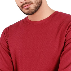 Pull en tricot à col rond rouge pour homme, manches longues, décontracté, pour l'automne, coupe classique, couleur unie, respirant - Product Image 5