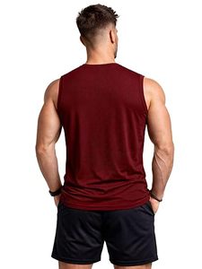 STELLAR Red Tank Top <b>Men's</b> Casual Vest Breathable Plain Dyed White 100% Cotton Knitted 120g O-Neck Silk Screen Front - Product Image 1