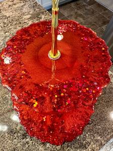 ฐานวางเค้กเรซิ่นทรงกลมลายทองคำเปลวสำหรับโชว์ขนมหวาน - Product Image 4