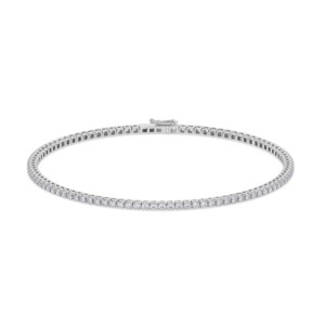 Bracelet tennis léger en or blanc 14 carats avec diamants de laboratoire ronds Alice (1 1/4 ct.) Tw. Bijoux de mariée luxueux et élégants pour femmes - Product Image 2