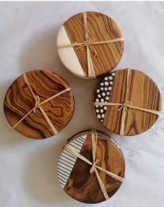 Custom Acacia Wood Coaster <b>Set</b> Handmade Wooden Drink Coasters for Home, Bar & Restaurant - Product Image 4