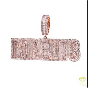 Collar Personalizado con Colgante de Diamantes Cultivados en Laboratorio con la Inscripción 'PARENTS', Chapado en Oro, Estilo Hip Hop, Joyería para Raperos, Regalo - Product Image 4
