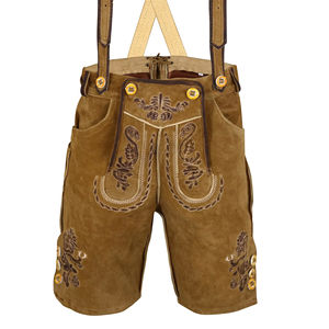 Lederhosen pour hommes, brodés, taille mi-haute, en daim, style bavarois, pour l'Oktoberfest - Product Image 1