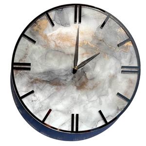 Horloge murale au design marbré avec accents dorés, élégante et moderne, pour le salon, la chambre à coucher et la décoration intérieure - Product Image 1