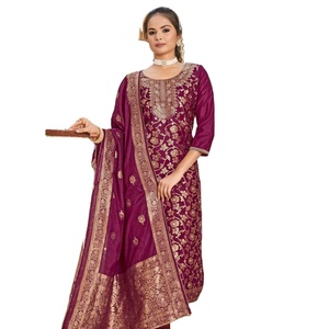 Venta al por mayor última Muñeca de nylon pesado pantalón Kurtis pura viscosa tela Jacquard tejido indio pakistaní ropa para la venta en línea - Product Image 1