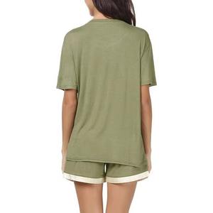 Conjunto de Camiseta y Pantalones Cortos para Mujer, Multicolor, 2 Piezas, Tela de Algodón Suave y Transpirable, Ideal para Uso Diario en Verano - Product Image 6