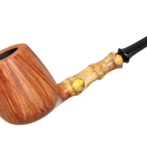 Pipa de fumar de madera de bruyere, tipo curvado, con bambú, estilo italiano tradicional, para regalo personal. - Product Image 1