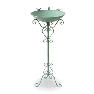 Metal Bird Bath <b>Stake</b> Outdoor Garden Weather Resistant Hammered Basin <b>Ground</b> Prong Feeder Two Birds Decor - Product Image 3
