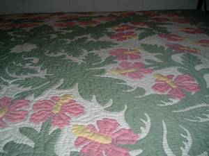 <b>Handmade</b> Designer 100% Cotton Vintage Hawaiian <b>Quilts</b> with Embroidery Eco-Friendly Home & Hotel Bedding Decor - Product Image 2