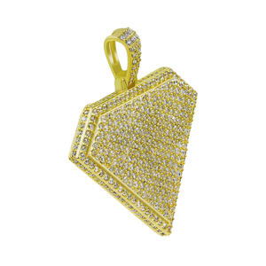 Pendentif Breloque Moissanite Diamant Rond Brillant Sertie de Pierres, Plaqué Rhodium, Argent Sterling 925, Bijoux Hip Hop pour Hommes et Femmes - Product Image 5