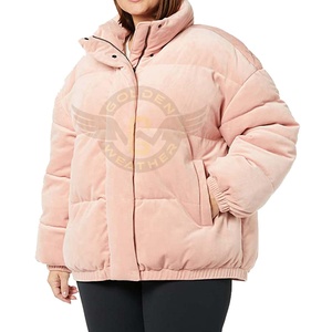 Blouson matelassé en velours personnalisé 2025, col montant, longueur standard, enduit, écologique, imperméable, coupe-vent, coupe décontractée - Product Image 1