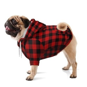 ZARSAH EXPORTS Red Black Solid Cotton Flannel Dog Hoodie Classic Leisure Winter Wear for Dogs Comfortable <b>Pet</b> <b>Clothes</b> - Product Image 1