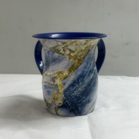 Tasse de lavage rituel Judaica à double poignée en acier inoxydable, vaisselle juive pour le lavage des mains avant et après les repas