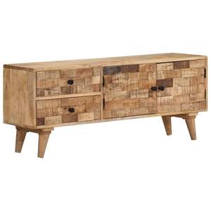 Meuble TV en bois de manguier massif, bois naturel, meubles de salon - Product Image 1