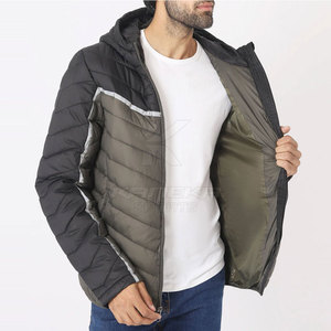 Veste matelassée pour homme à capuche avec logo frontal, respirante, écologique, en polyester/coton, teinte unie, idéale pour l'hiver – Meilleur prix - Product Image 3