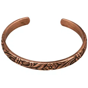 Handcrafted Botanical Flower Solid Copper Wrist <b>Bangle</b> Bracelet Fashionable Metal Jewelry Exquisite Craftsmanship - Product Image 1