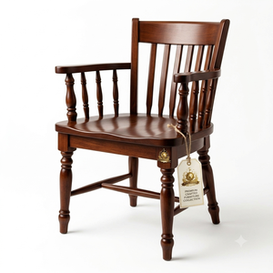 Fauteuil classique artisanal en noyer massif avec dossier sculpté, chaise de salle à manger en bois, siège d'appoint de luxe haut de gamme pour hôtels et restaurants - Product Image 2