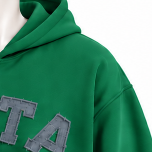 Sweat-shirt à capuche zippé vert foncé pour homme, en molleton épais avec appliqué lettre en chenille, coupe oversize, style streetwear, avec poches avant - Product Image 6