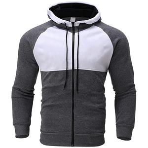 Sudadera con capucha de algodón 100% de alta calidad para hombre con cremallera manga larga cremallera completa bolsillos faciales estampado patrón hecho de lana para la temporada de primavera - Product Image 1