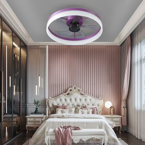 Ventilatori da Soffitto LED Moderni con Luci Dimmerabili e Design Sottile per Installazione a Incasso Colore Viola - Product Image 2
