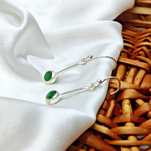 Pendiente de bola de ónix verde Plata de Ley 925 Uso diario Ear Cuff con Ajuste simple para regalos - Product Image 2