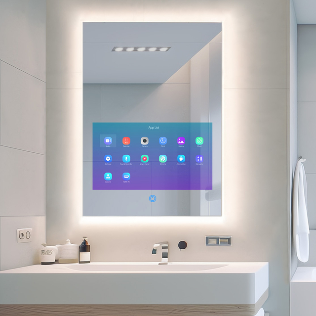 Smart Lighted Mirror With Touch Screen TV Tri-color Adjustable Light 2 in 1 Mirror TV Ideal for Hotels and RV