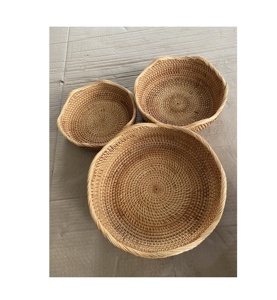 Las artesanías más vendidas bandejas tejidas de ratán cestas/bandeja de servicio de madera de mimbre Rectangular para almacenamiento Organización de alimentos de frutas - Product Image 3