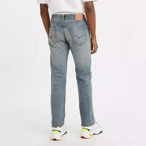 Jean en denim authentique pour homme, coupe droite, taille mi-haute, déchiré, délavé, respirant, séchage rapide, couleurs et tailles personnalisables - Product Image 3