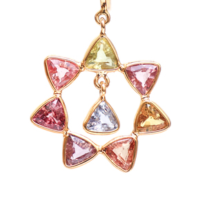 Pendientes de Lujo con Zafiro Natural Multicolor en Forma de Estrella, con Engaste en Bisel, Certificados por IGS, Oro Amarillo Sólido de 18K - Product Image 2