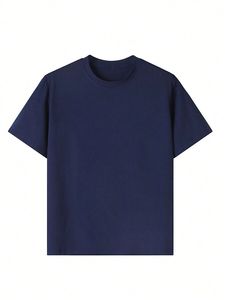 T-shirt homme vert uni à manches courtes en coton/fibre de bambou, col rond, coupe classique, tricoté, anti-boulochage, avec motif lettre teint en fil sur le devant - Product Image 1