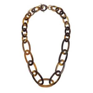 Collier classique en corne de buffle avec chaîne épaisse en perles et fermoir, idéal pour mariage ou cadeau, style crochet et maillons - Product Image 2