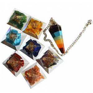 Handgefertigtes Kristall-Orgon-Chakra-Pyramiden-Set - Sieben Chakra Gravierte Steinset für den Großhandel - Product Image 2