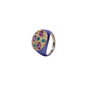 Anillo Clásico de Plata de Ley 925 Chapado en Oro con Turmalina Rosa para Mujer, Joyería para Bodas - Product Image 1