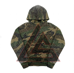 Ensemble de jogging hiver en coton épais 100 % avec strass, sweat à capuche et pantalon de survêtement, imprimé numérique DTG personnalisé, couleur unie - Product Image 4