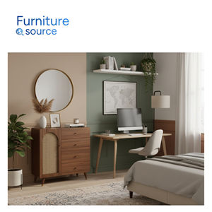 Meuble d'appoint moderne en MDF à grain de bois et mélamine pour salon, avec des étagères de rangement spacieuses pour une décoration élégante de la maison aux États-Unis - Product Image 4