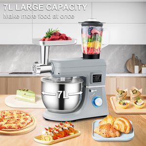 Batidora Eléctrica Multifuncional de 660W con Cabezal Inclinable, 5 en 1, con 6 Velocidades, Pantalla LCD, Temporizador, Tazón de Acero Inoxidable de 7.4 Qt, Batidora de Alimentos - Product Image 6